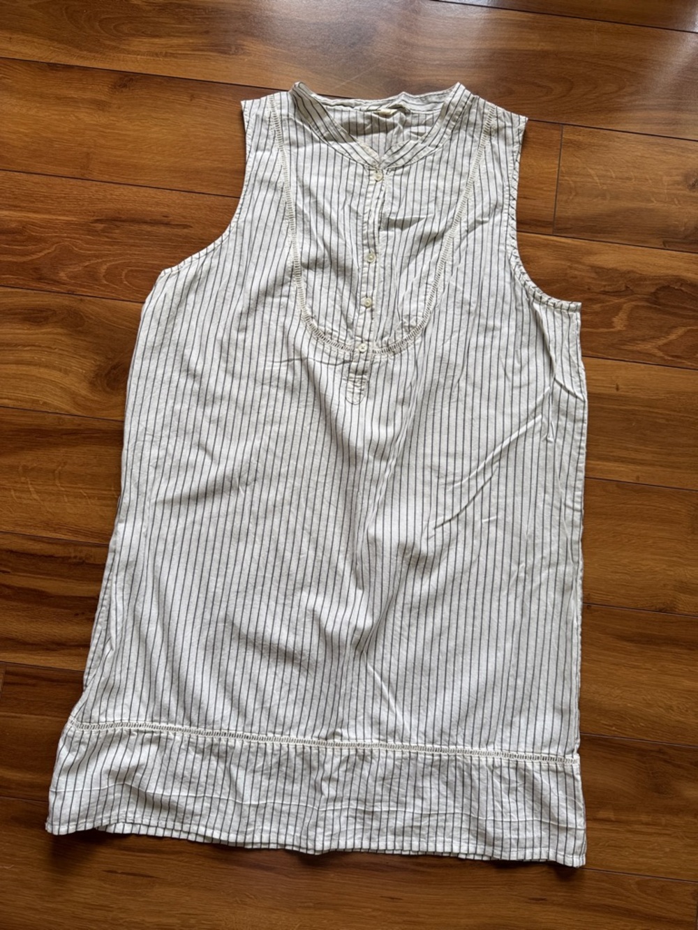 J. Crew White Sleeveless Striped Cotton Shift Dress